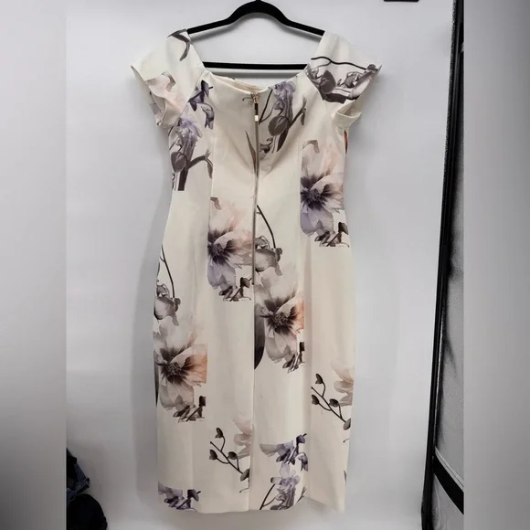 Ted Baker Sadie White Floral Off Shoulder Midi Pencil Dress - Picture 6 of 8